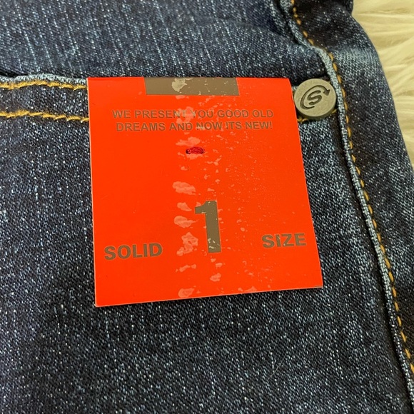 SOLID JEANS True Y2K Vintage Mid Rise Flare Stretch Denim Jeans Embroidered 1 - Picture 13 of 13